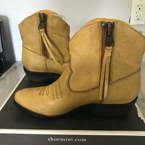 Mustard yellow cowboy bootie